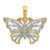 14k and Rhodium Diamond-cut Butterfly Charm