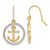 14k and White Rhodium D/C Anchor Dangle in Circle Dangle Earrings