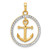 14k and White Rhodium D/C Anchor Dangle in Circle Pendant