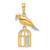 14K and White Rhodium D/C Bird on Bird Cage Pendant