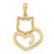14k and White Rhodium Diamond-cut Cat Heart Pendant