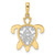 14k and White Rhodium Diamond-cut Filigree Turtle Pendant