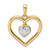 14k and White Rhodium Diamond-cut Heart w/Dangle Heart Pendant