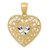 14K and White Rhodium Polished Diamond-cut Filigree Heart Pendant
