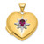 14k and White Rhodium Starburst and Round Lab Created Ruby 18mm Heart Locket