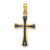 14K Blue Enameled Tapered Cross Charm