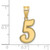 14k Brushed Border Script Number 5 Pendant