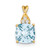 14k Checkerboard Aquamarine and Diamond Pendant