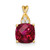 14k Checkerboard Created Ruby and Diamond Pendant
