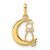 14k Childrens CZ Cat and Moon Pendant