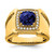 14k Created Checkerboard Sapphire and Diamond Mens Ring