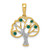 14k Created Emerald and Diamond Polished Tree Pendant