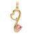 14k Created Pink Sapphire and Diamond Heart Pendant - PM-F1AF2AC0-7807