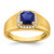 14k Cushion Created Sapphire and Diamond Mens Ring
