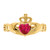 14k CZ July Birthstone Claddagh Heart Ring