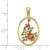 14K Enamel Yellow Butterfly in Oval Red Flower Charm