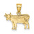 14K Flat and Engraved Cow Charm