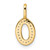 14K Gold Diamond Letter O Initial Pendant