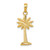 14K Gold Polished and Textured 2-D Palmetto Palm Tree Pendant