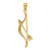 14k Gold Polished and Textured Bow and Arrow Pendant