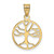 14K Gold Polished Small Tree of Life in Round Pendant