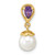 14K Gold w/ Amethyst & Freshwater Cultured Pearl Polished Chain Slide