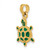 14K Green Enamel 3-D Land Turtle Charm