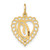 14k Heart Letter O Charm