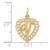 14k Heart Letter V Charm