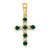 14k Lab Created Emerald and Diamond Cross Pendant