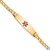 14K Medical Semi-Solid Chain/Solid Plate 26x7mm Soft Diamond Shape Centered Red Enamel Cuban Link 7 inch ID Bracelet