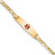 14K Medical Semi-Solid Chain/Solid Plate 26x7mm Soft Diamond Shape Centered Red Enamel Figaro Link 8 inch ID Bracelet