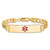 14K Medical Semi-Solid Chain/Solid Plate 40x10mm Centered Red Enamel Curb Link 7 inch ID Bracelet - XM-A4FC1EE0-2857
