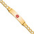 14K Medical Semi-Solid Chain/Solid Plate 40x10mm Centered Red Enamel Curb Link 8 inch ID Bracelet - XM-4ED0EFAD-9426