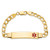 14K Medical Semi-solid Chain/Solid Plate 40x10mm Off-Center Red Enamel Curb Link 7 inch ID Bracelet - XM-81FA5CC6-7741