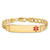 14K Medical Semi-solid Chain/Solid Plate 40x10mm Off-Center Red Enamel Curb Link 8 inch ID Bracelet - XM-28639BFF-8091