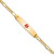 14K Medical Semi-Solid Chain/Solid Plate Soft Diamond Shape 33x8mm Centered Red Enamel Figaro Link 7 inch ID Bracelet