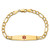 14K Medical Semi-Solid Chain/Solid Plate Soft Diamond Shape 37x9mm Centered Red Enamel Figaro Link 8 inch ID Bracelet