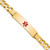 14K Medical Solid Chain/Solid Plate 40x10mm Centered Red Enamel Curb Link 8 inch ID Bracelet - XM-CAEE8FB4-3641