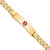 14K Medical Solid Chain/Solid Plate 40x10mm Centered Red Enamel Flat Curb Link 8 inch ID Bracelet