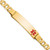 14K Medical Solid Chain/Solid Plate 40x10mm Off-Center Red Enamel Curb Link 8 inch ID Bracelet - XM-75F5BD76-1814