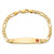 14K Medical Solid Chain/Solid Plate Soft Diamond Shape 36x9mm Off-Center Red Enamel Figaro Link 7 inch ID Bracelet