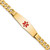 14K Medical Solid Chain/Solid Plate Soft Diamond Shape 40x12mm Centered Red Enamel Flat Curb Link 8 inch ID Bracelet