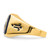 14k Men's Polished and Grooved with Black Enamel and Imitation Blue Spinel Masonic Ring