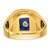 14k Men's Polished and Grooved with Black Enamel and Imitation Blue Spinel Masonic Ring