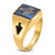 14k Men's Polished and Grooved with Black Enamel and Imitation Blue Spinel Masonic Ring