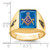 14k Men's Polished and Grooved with Black Enamel and Imitation Blue Spinel Masonic Ring