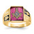 14k Men's Polished and Textured with Black Enamel and Lab Created Ruby Masonic Ring - Y4-7CDBC252-6152