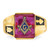 14k Men's Polished and Textured with Black Enamel and Lab Created Ruby Masonic Ring - Y4-7CDBC252-6152