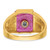 14k Men's Polished and Textured with Black Enamel and Lab Created Ruby Masonic Ring - Y4-7CDBC252-6152
